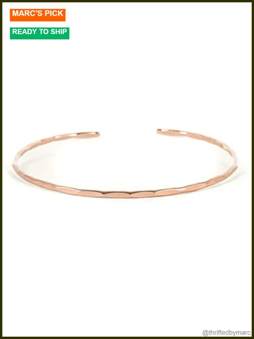 Thin Hammered Cuff Bracelet 14K Rose Gold Filled Sterling Silver